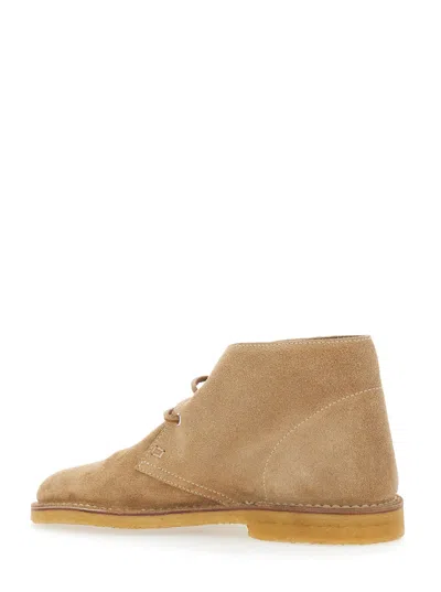 Dsquared2 Men Beige Laced-up Shoes With Logo Patch On The Side In Suede Man In Brown