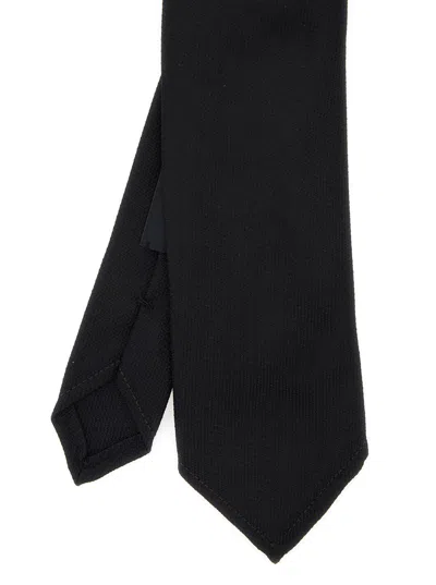 Dsquared2 Men Black Tie With Rear Tie Closure In Silk Man In Blue