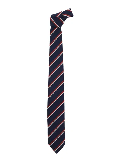 Dsquared2 Men Blue Tie With All-over Striped Motif In Silk Man In Blue