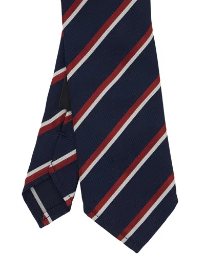 Dsquared2 Men Blue Tie With All-over Striped Motif In Silk Man In Blue