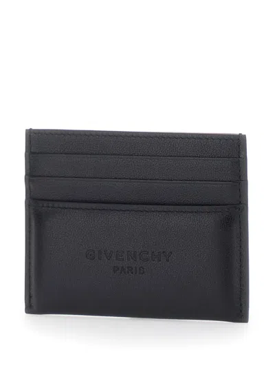 Givenchy Men Black Card Holder With Embossed Logo Lettering On Front And Rear In Leather Man In Black