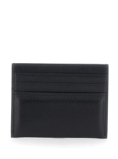 Givenchy Men Black Card Holder With Embossed Logo Lettering On Front And Rear In Leather Man In Black