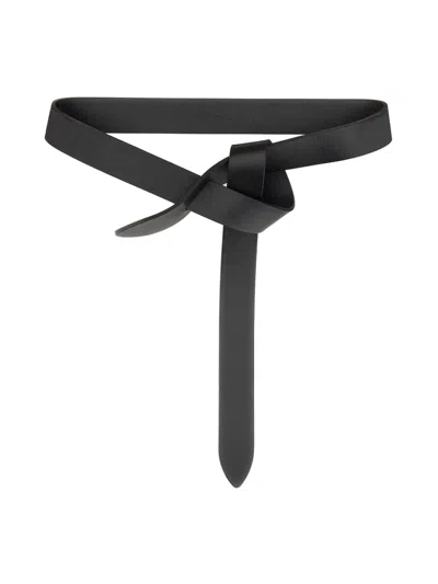 Isabel Marant Lecce Tie-up Leather Belt In Black
