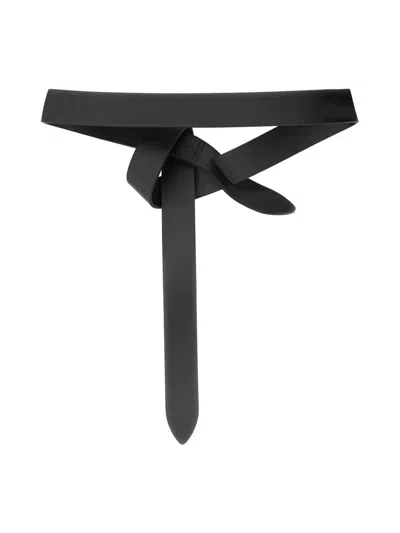Isabel Marant Lecce Tie-up Leather Belt In Black