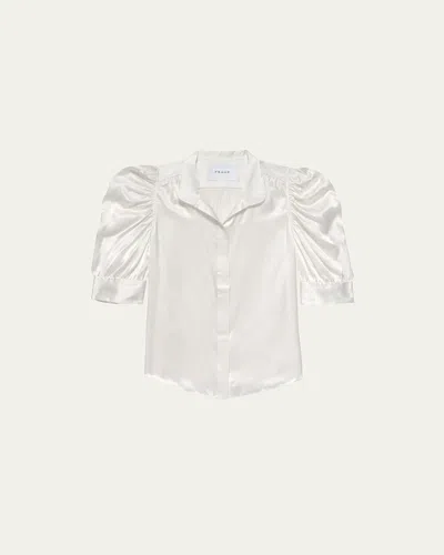 Frame Gillian Puff-sleeve Silk-chiffon Blouse In White