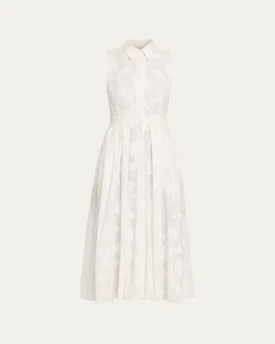 Michael Kors Collection Sleeveless Cotton Jacquard Shirtdress In White