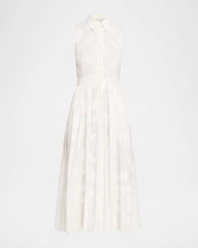 Michael Kors Collection Sleeveless Cotton Jacquard Shirtdress In White