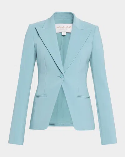 Michael Kors Sabrina Single-button Stretch Wool Blazer In Blue