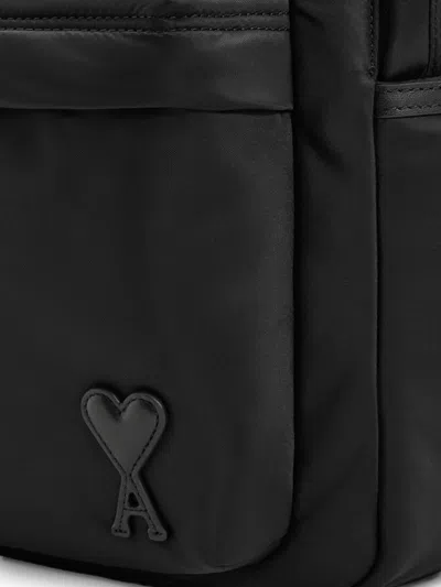 Ami Alexandre Mattiussi Ami Backpack Bag In Smooth Black Polyamide In Black