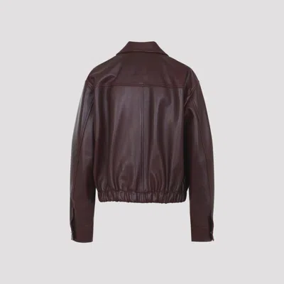 Versace Buffalo Leather Jacket Collared Design In Burgundy