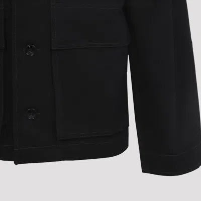 Lemaire Collared Boxy Jacket Front Pockets Stitching In Black