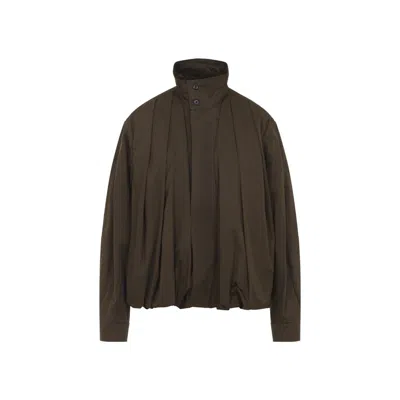 Lemaire Soft Pleated Buttoned Jacket In Brown