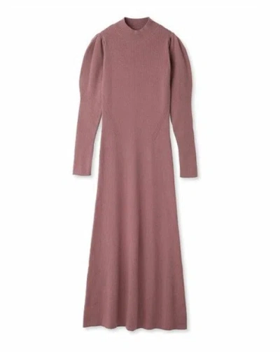 Snidel Elegant Long Sleeve With Back Cut-out Ribbed Maxi Dress In Red
