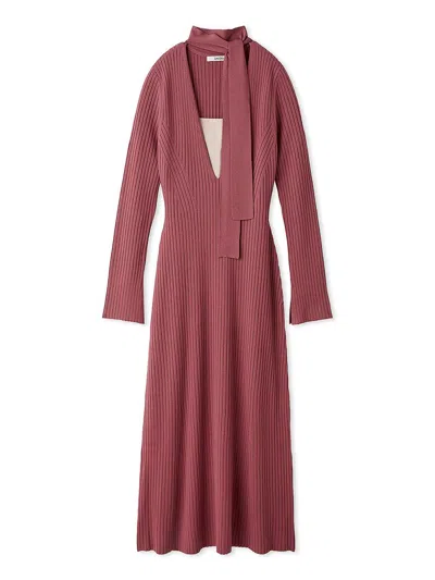 Snidel Choker Detail Maxi Knit Dress In Pink