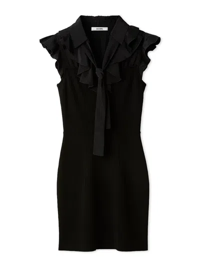 Snidel Sustainable Frill Collar Layered Mini Dress In Black