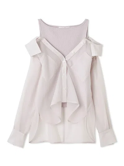 Snidel Sustainable Sheer Shirt And Knit Pullover In Pink | ModeSens