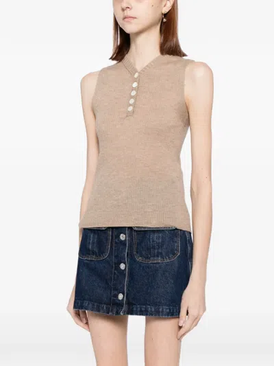 Cuddleup Cashmere Buttoned Vest In Brown