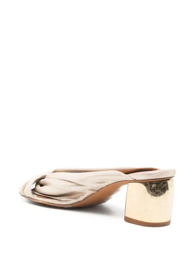 Forte Forte Twisted Block-heel Sandals In Gold