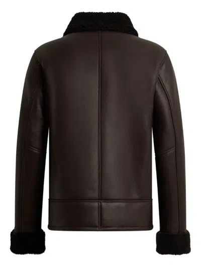 Bally Shearling-trim Leather Jacket In Multi