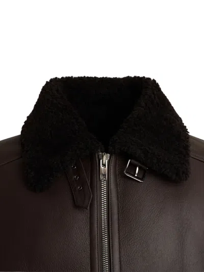 Bally Shearling-trim Leather Jacket In Multi