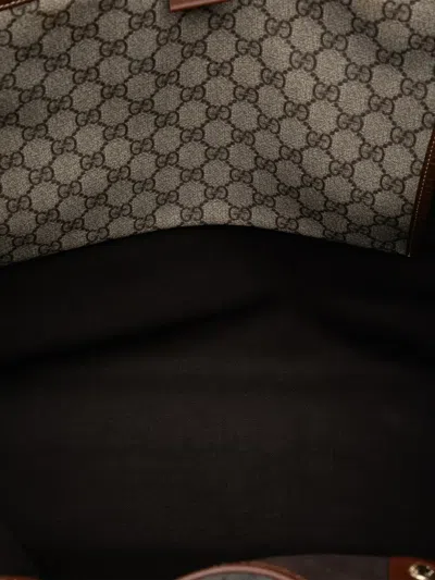 Pre-owned Gucci 2016-2025 Large Gg Supreme Web Loop Tote Bag In Brown