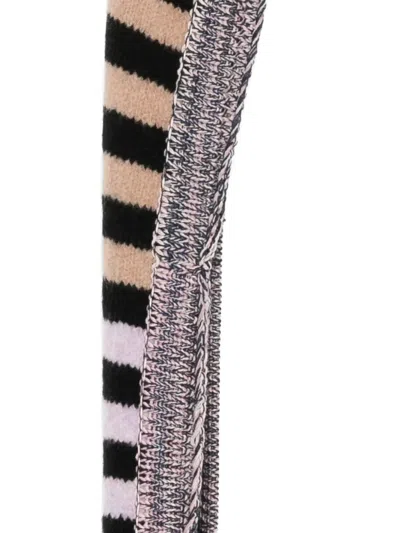 Yanyan Knits Striped Scarf In Neutral