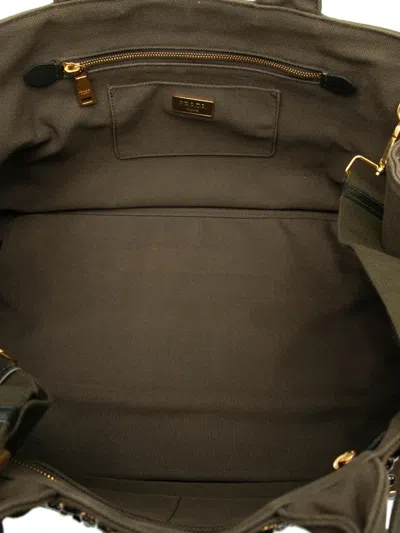 Pre-owned Prada 2000-2025 Large Canvas Canapa Bijoux Satchel In Green
