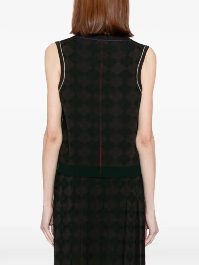 Yanyan Knits Argyle-print Vest In Brown