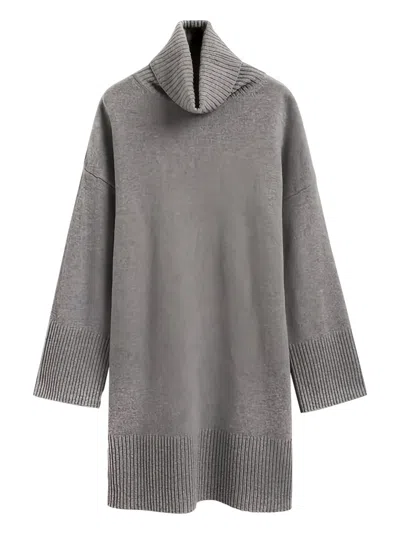 高领罗纹迷你连衣裙