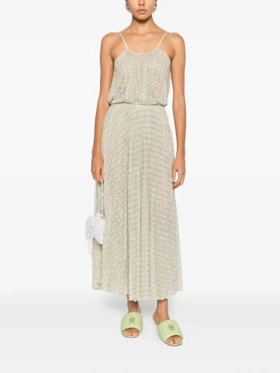 Forte Forte Plissé Pattern Midi Skirt In Neutral