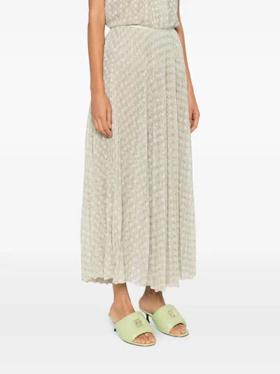 Forte Forte Plissé Pattern Midi Skirt In Neutral