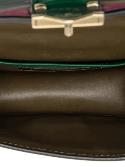 Pre-owned Valentino Garavani 2000-2017 Mini Nappa And Canvas Camouflage Rockstud Glam Lock Crossbody Bag In Green