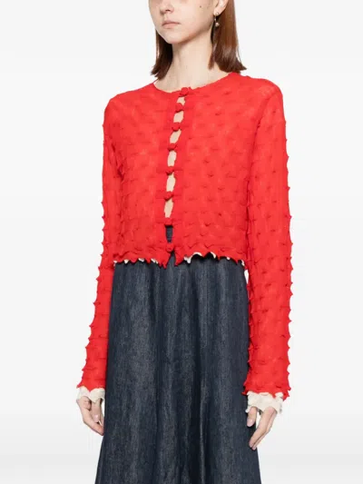 Yanyan Knits Borlor Cardigan In Red