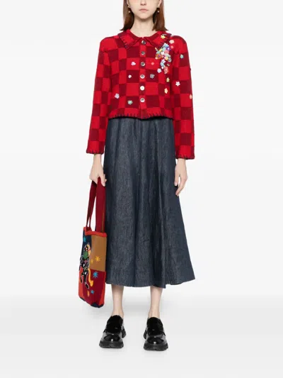 Yanyan Knits Shrunken-work Cardigan In Red