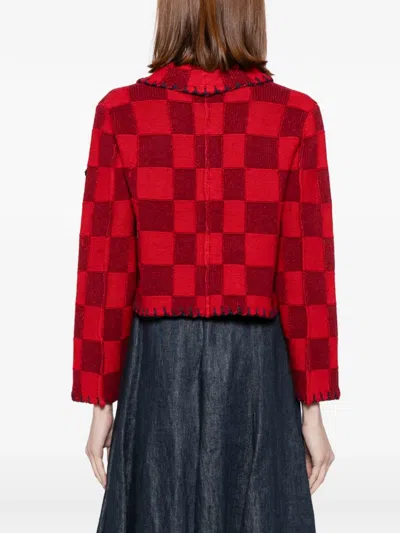 Yanyan Knits Shrunken-work Cardigan In Red