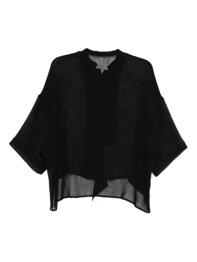 Y's Mesh Collared Blouse In Black