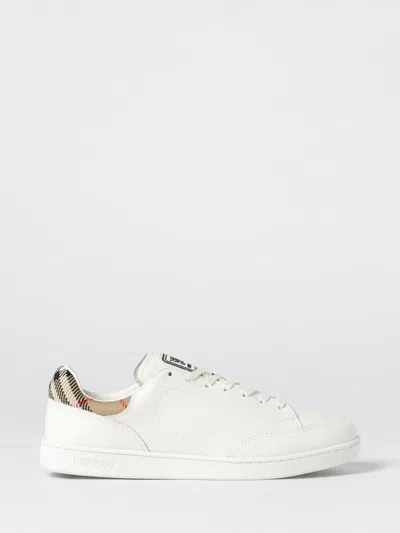 Burberry White Calf Leather Bos Taurus Low Top Sneakers