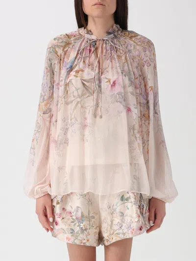 Zimmermann 'rebellion' Multicolor Blouse With Bow Detail On The Front And All-over Floral Motif In Viscose Woma