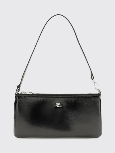 Courrèges Rectangular Naplack Pouch Adjustable Strap In Black