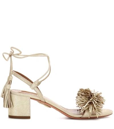 Shop Aquazzura Exclusive To Mytheresa.com – Wild Thing 50 Suede Sandals In Light Gold