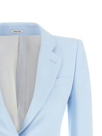 Alexander Mcqueen Single-breasted Blazer Jacket In Pearl Blue