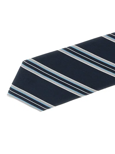 Brioni Silk Tie Narrow Shape Diagonal Stripe Pattern In Multi