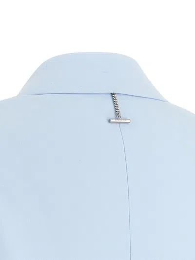 Alexander Mcqueen Single-breasted Blazer Jacket In Pearl Blue
