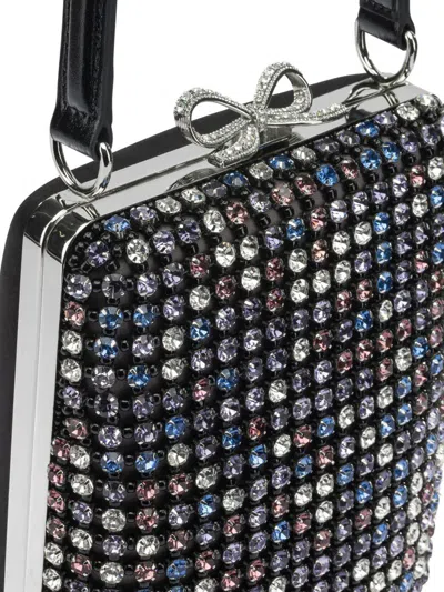 Self-portrait Mini Multi Crystal Handbag In Black