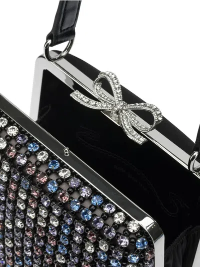 Self-portrait Mini Multi Crystal Handbag In Black