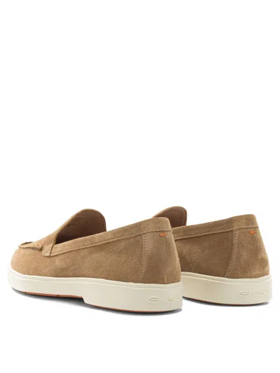 Santoni Suede Loafers In Brown