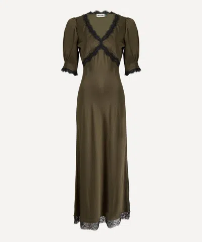 Rixo London Womens Pine Green Annina V-neck Woven Midi Dress In Green