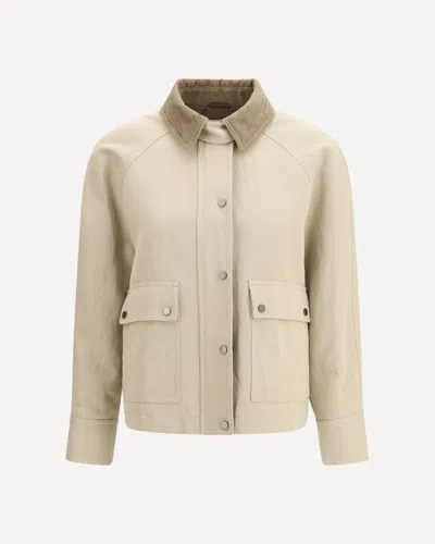 Brunello Cucinelli Cotton-linen Canvas Jacket In Sand