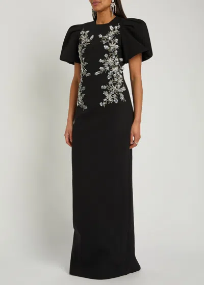 Rebecca Vallance Zephyr Embellished Crepe Gown In Black