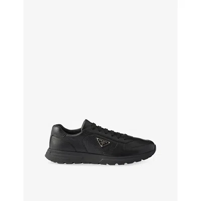 Prada Prax 01 Re-nylon And Brushed Leather Sneakers In Black